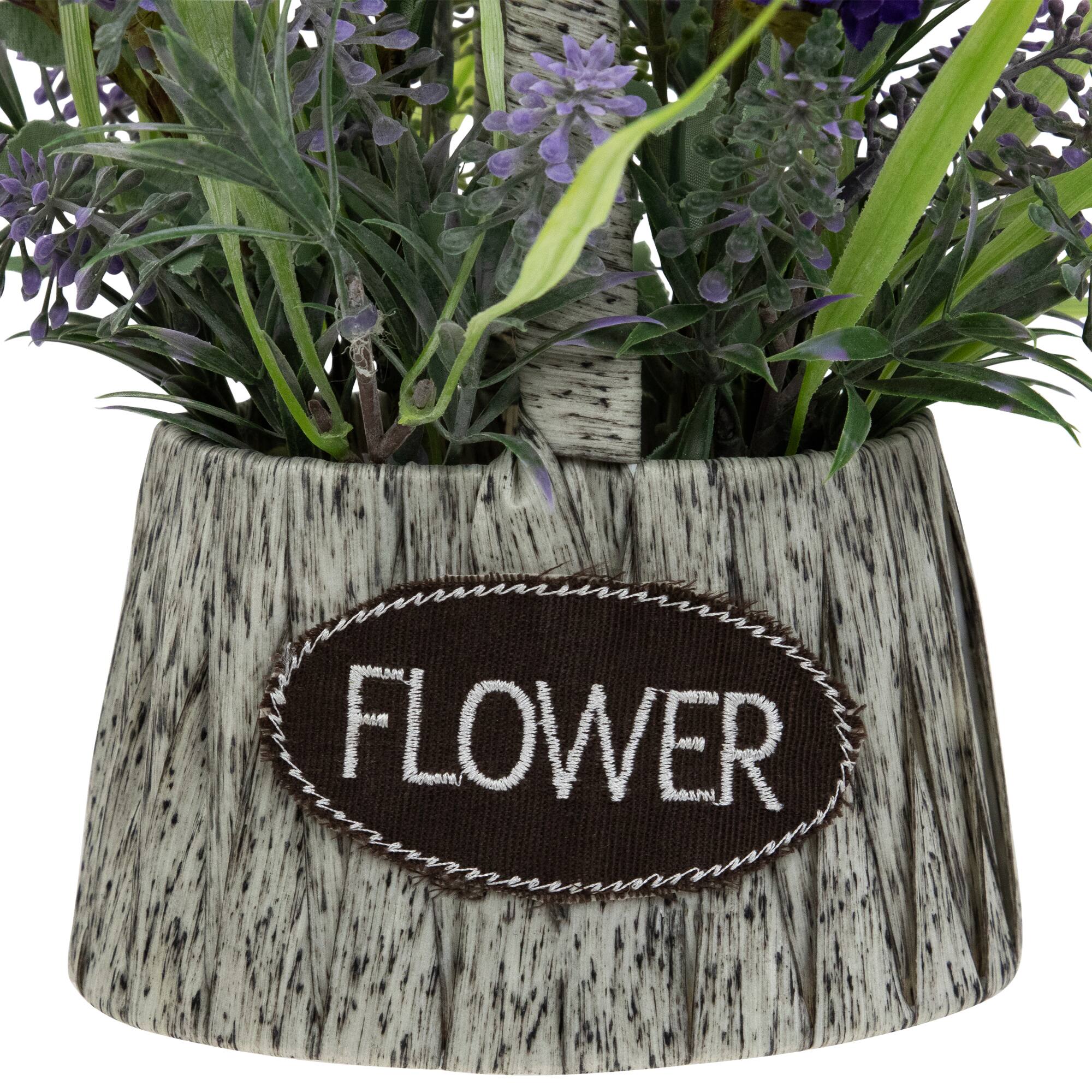 12" Lavender Bouquet in Flower Spring Basket with Handle